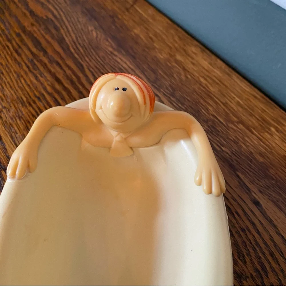 Fitz & Floyd Man in Bathtub Soap Dish Vintage MCM Mid Century Bath Accessory